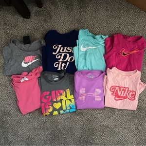 Bundle of 8 sporty shirts — Nike, Under Armor, Champion
